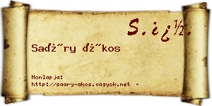 Saáry Ákos névjegykártya